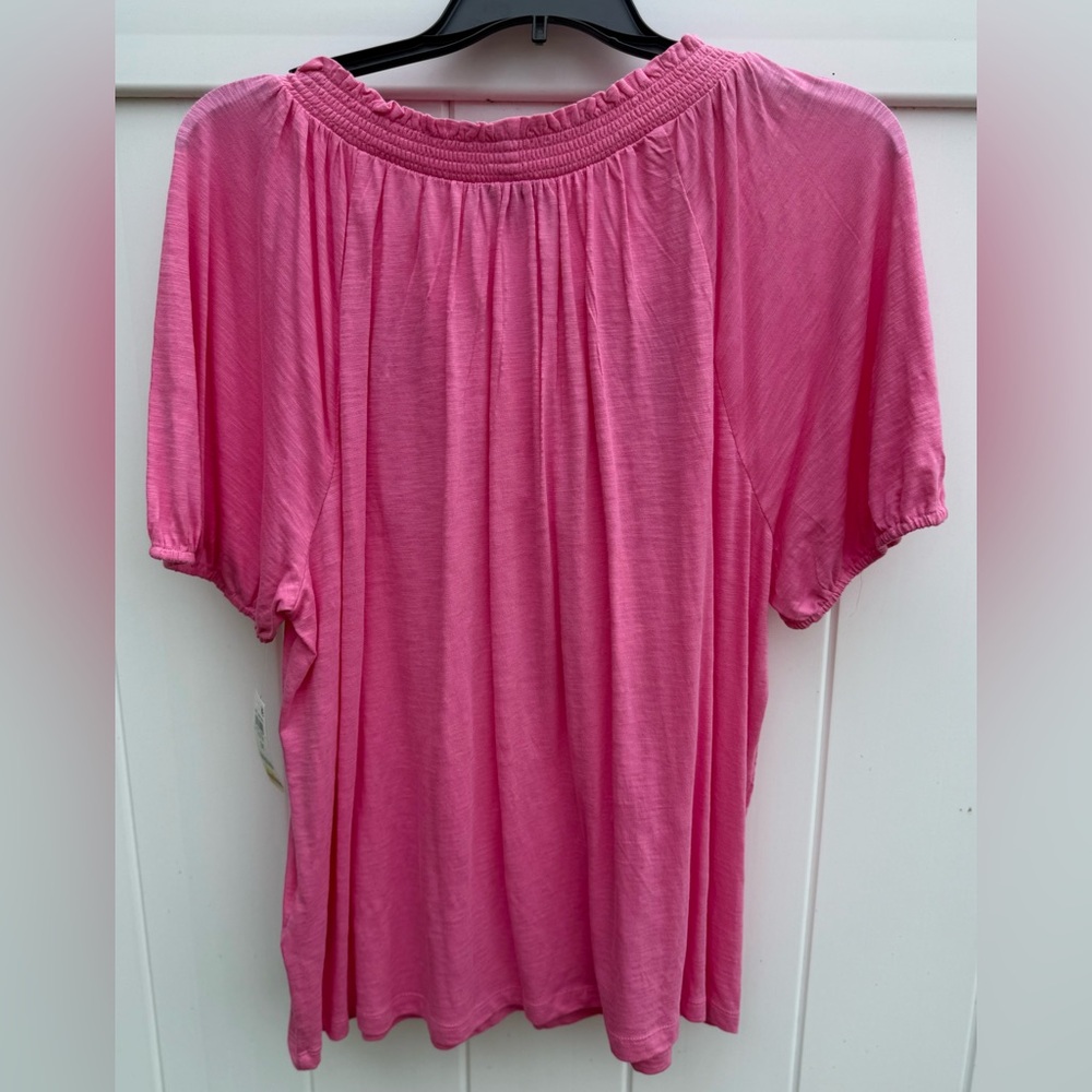 Style & Co Short Sleeve Top, Pink W/Embroidered Floral Pattern On Front.  3X NWT - Picture 5 of 6